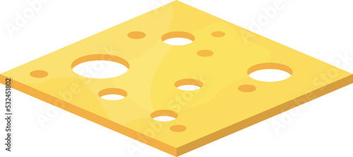 Cheese slice square. Tasty diary product piece