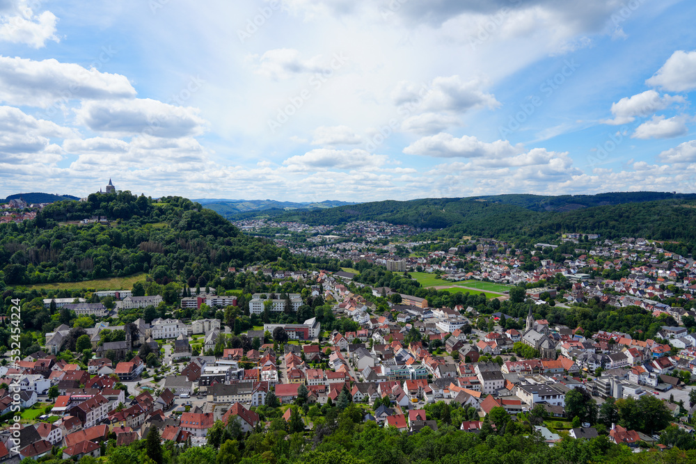 View of Marsberg and the surrounding countryside. Aerial view.
View from the Bilstein Tower.