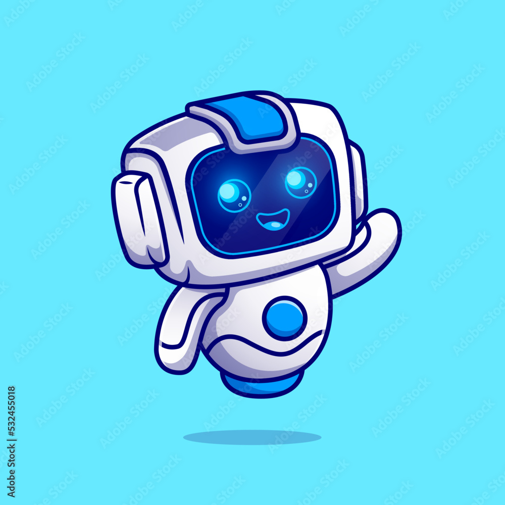 Cute Robot Waving Hand Cartoon Vector Icon Illustration. Science Technology  Icon Concept Isolated Premium Vector. Flat Cartoon Style vector de Stock |  Adobe Stock