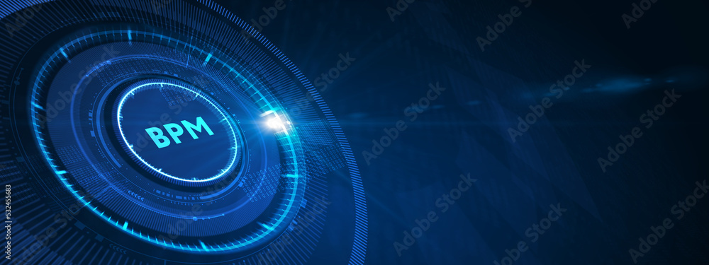 BPM Business process management system technology concept. 3d illustration BPM Business process management system technology concept. 3d illustration