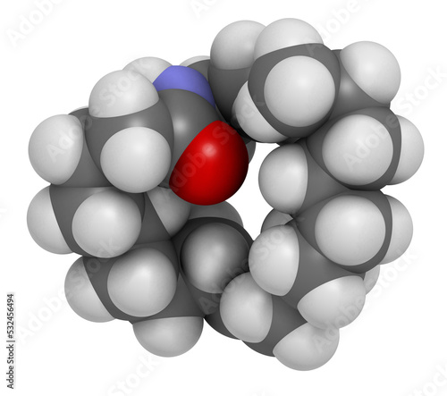 Oleoylethanolamide (OEA) endogenous peroxisome proliferator-activated receptor alpha (PPAR-α) agonist molecule, 3D rendering. photo