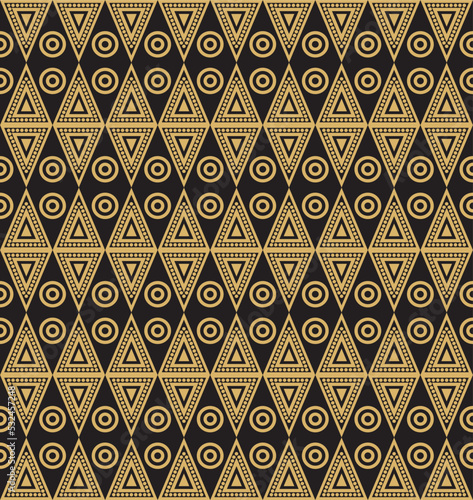 Native American vector gold seamless pattern. Endless Aztec, Maya, Inca ornament. Drawing for background and fabric.