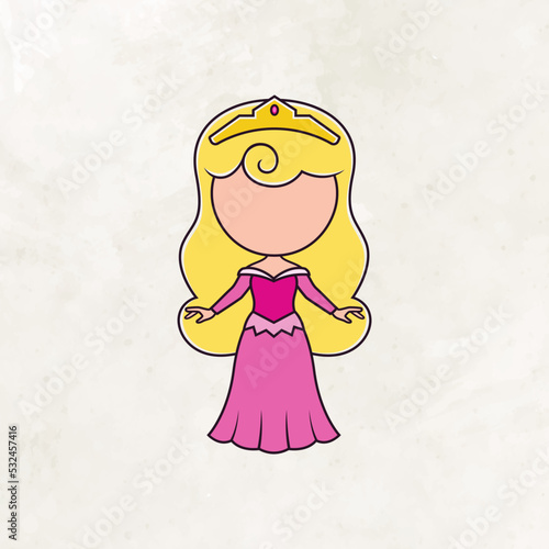 Cute faceless princess character vector