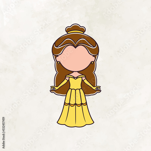 Cute faceless princess character vector