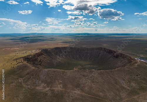 Aerial view of Meteor Crater Natural Landmark in Arizona photo