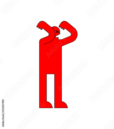 Man swears and waves his fists. Getting ready for battle. Aggressive hater