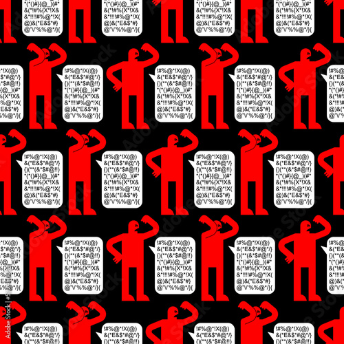 Man screams profanity concept pattern seamless. Man swears and calls names background