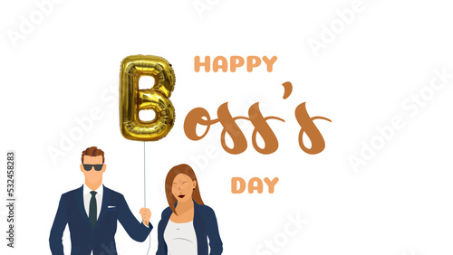 Image on white background Happy Boss Day. Web banner, background