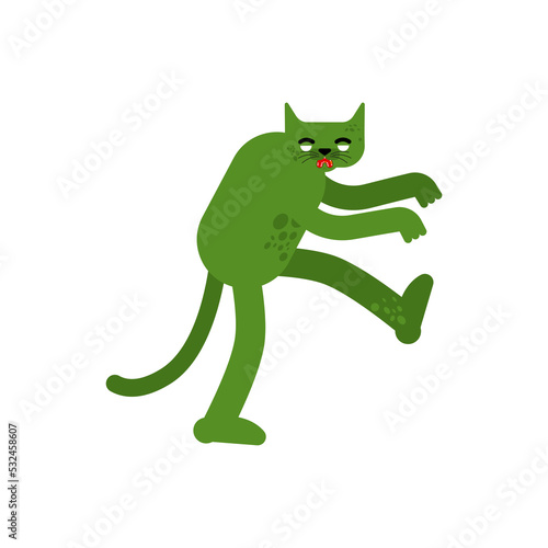 Zombie cat isolated. Zombi pet. Vector illustration