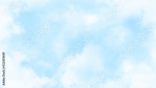 Soft white blue cloudy background, beautiful cumulus fluffy spring or summer sky design