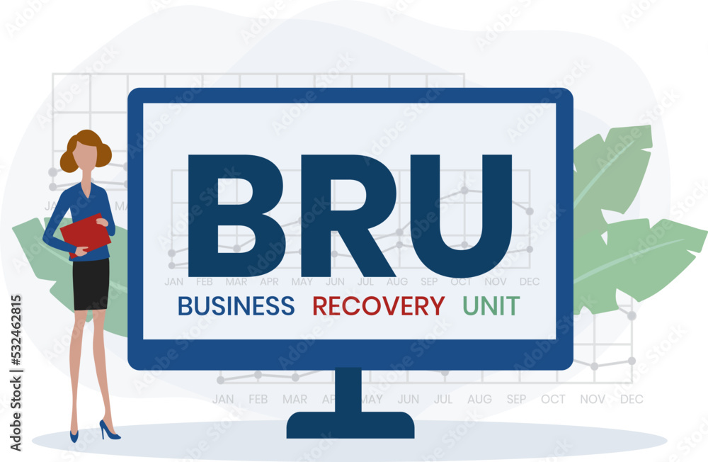 BRU - business recovery unit. acronym business concept. vector ...