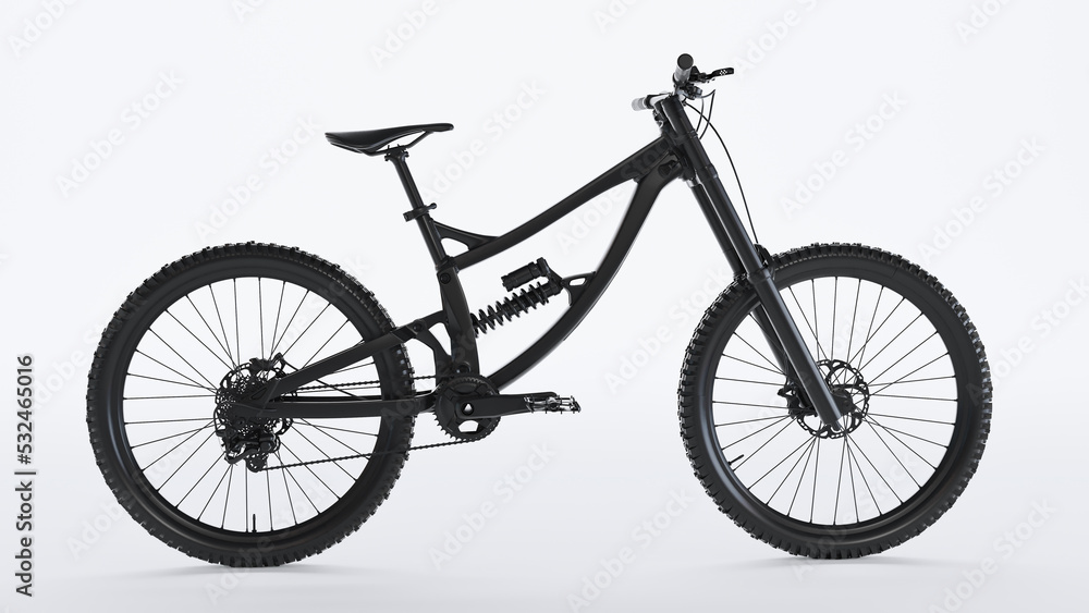 3D render of black bicycle isolated on white background