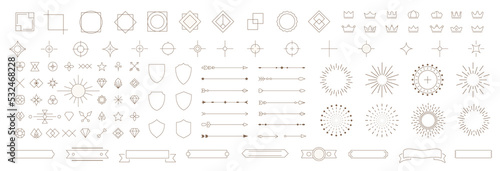 Vintage line elements set. Classic ornament frame. Retro design elements. Drawing geometrics line. Decoration, banners, posters, emblems, labels. Vector illustration.