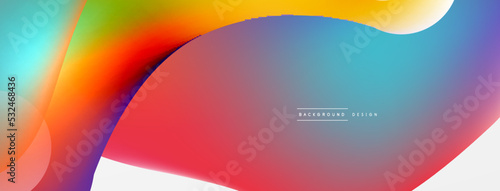 Fluid abstract background. Liquid color gradients composition. Round shapes and circle flowing design for wallpaper, banner, background or landing