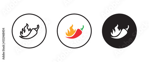 Pepper icon. Hot pepper. Chili icons editable stroke  flat design style isolated on white linear pictogram  button  vector  sign  symbol  logo  illustration