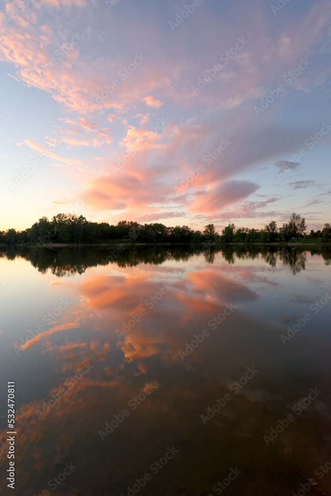 Fototapeta premium Lake along the Hiking path of the island wood near Orleans city