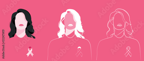 Survival women in breast cancer awareness month illustration