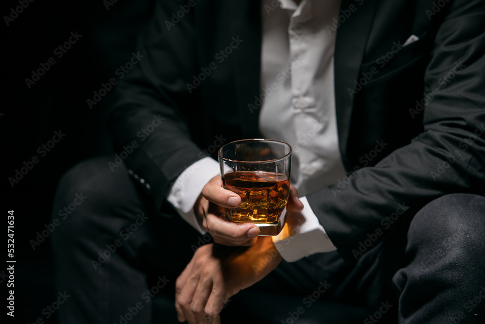 Businessmen in suits drinking  Celebrate whiskey