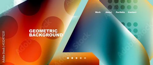 Glassmorphism landing page background template. Colorful glass shapes with metallic effect abstract composition for wallpaper, banner, background