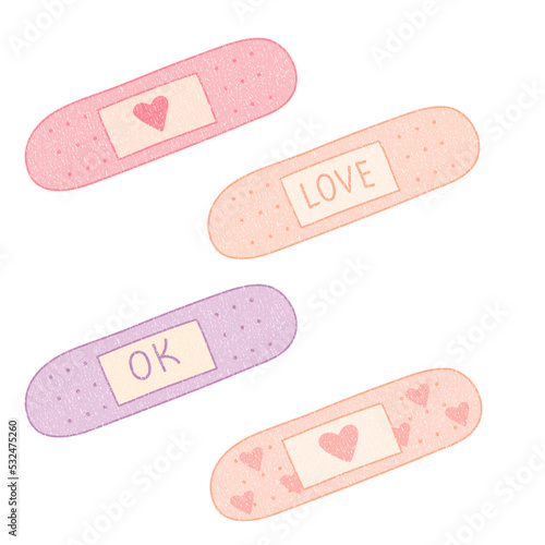 Set of cute plaster with heart