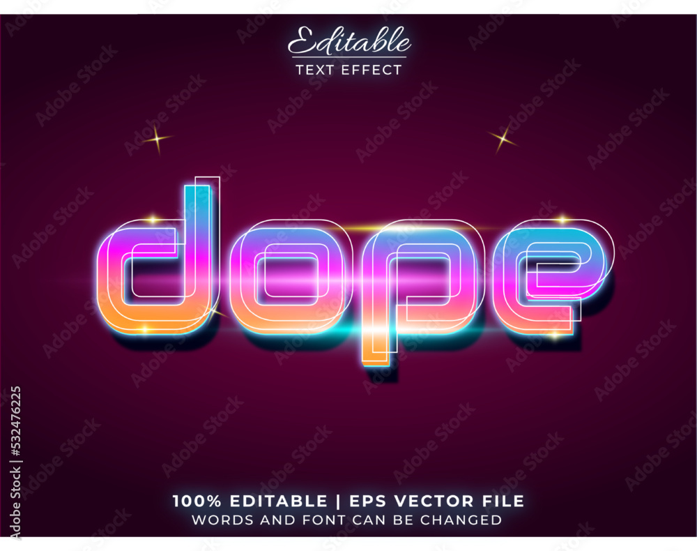 Dope with gradient colors 3d editable text effect premium vector Dope with gradient colors 3d editable text effect premium vector