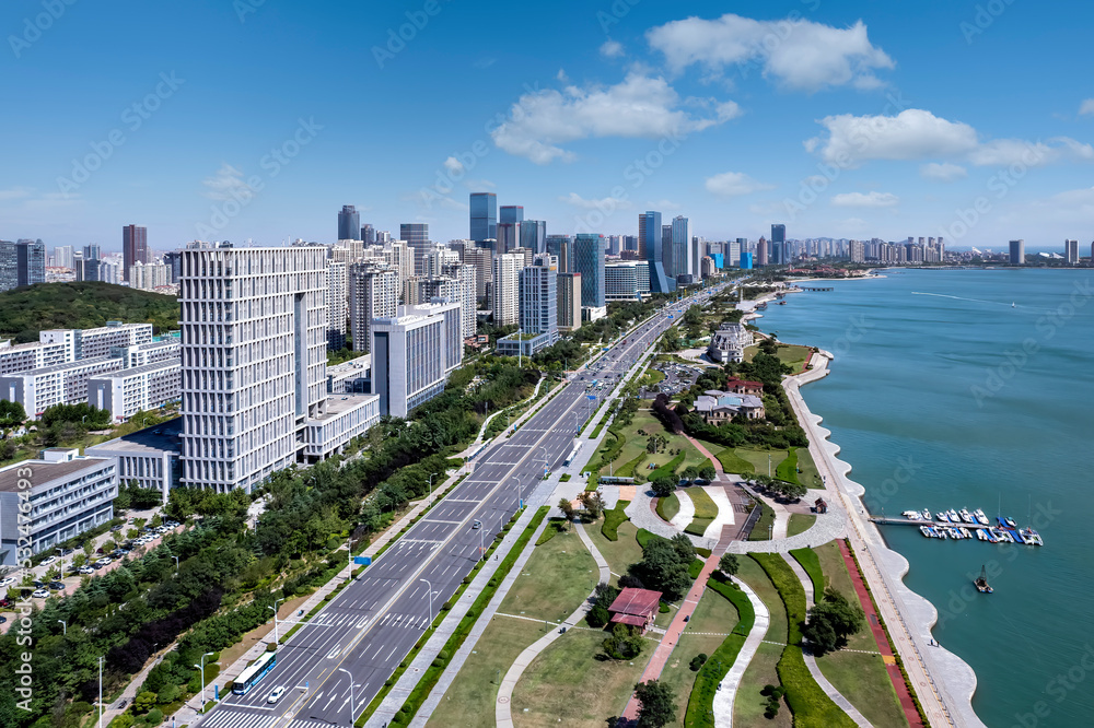 Aerial photography of urban landscape of Qingdao West Coast New Area