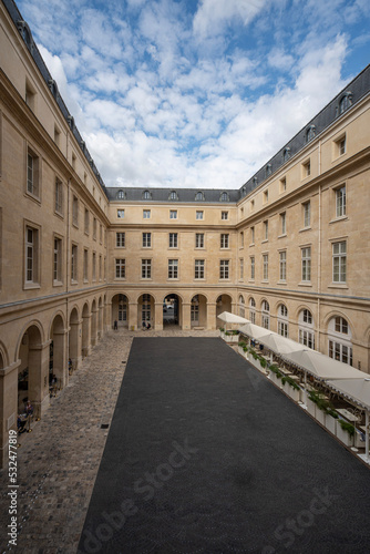 Paris, France - 09 16 2022: Hotel de la Marine. View of the court of honor