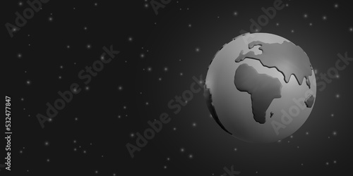 3d realistic planet Earth with simple natural surface texture on starry background. Vector illustration © Maksym Kravchenko