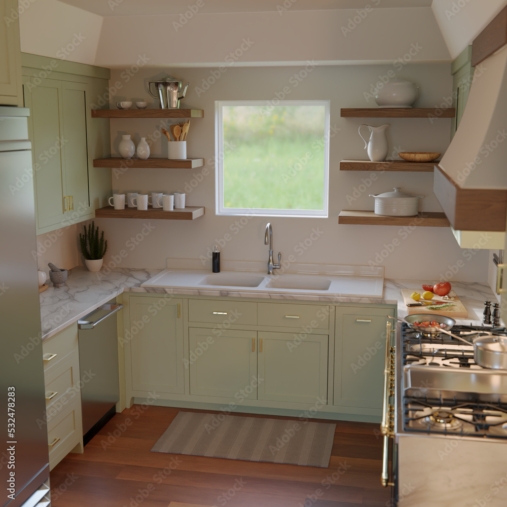 Inside a cozy kitchen 3d Render Inside a cozy kitchen 3d Render