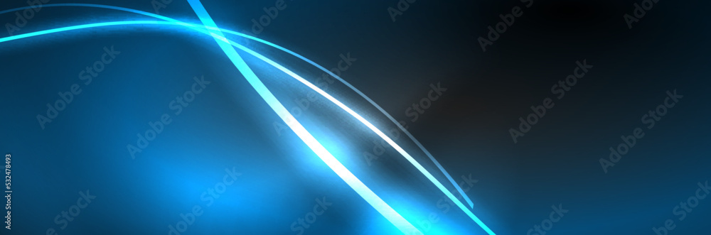 Neon glowing fluid wave lines, magic energy space light concept, abstract background wallpaper design Neon glowing fluid wave lines, magic energy space light concept, abstract background wallpaper design