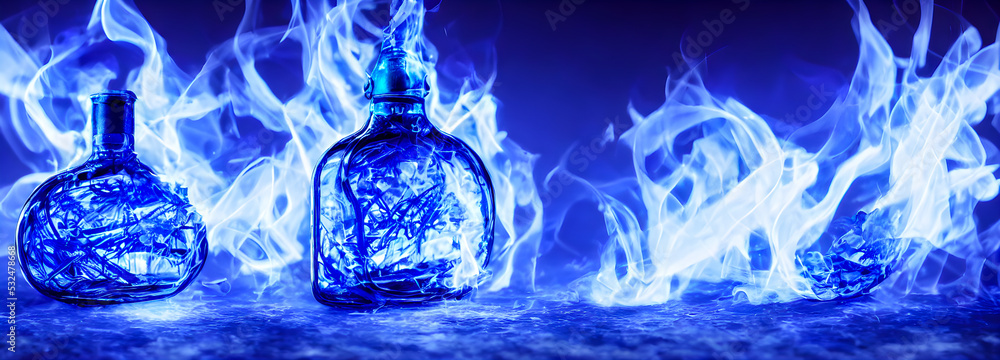 Abstract red Blue fire flames. fantasy Background Stock Illustration