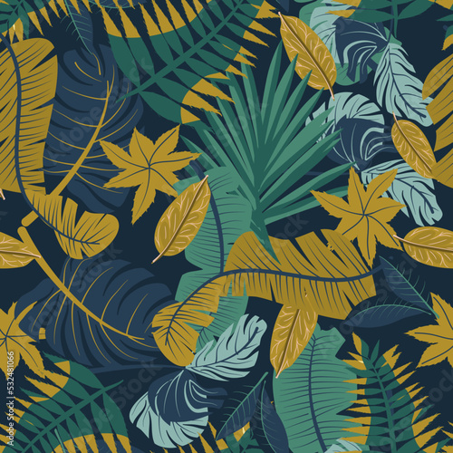 Seamless pattern with tropical leaves. A Pattern for wallpaper, fashion and print. 