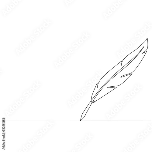 Continuous line drawing of feather pen