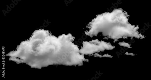 White clouds isolated on black background, cloud set on black