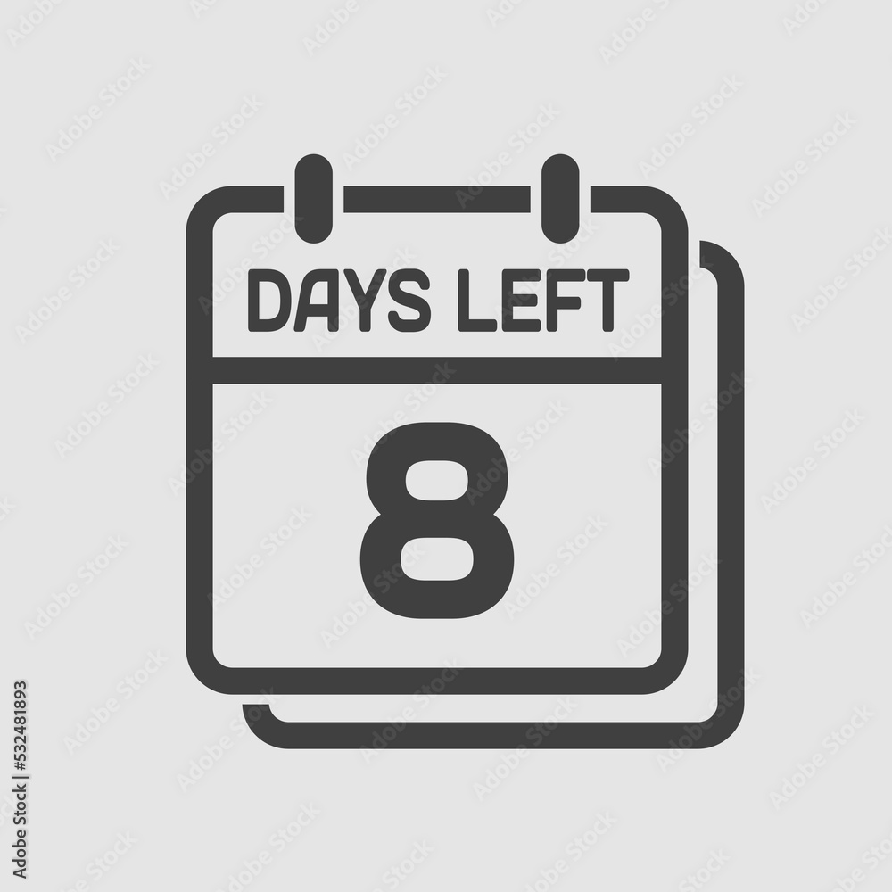 Countdown daily page calendar icon - 8 days left Countdown daily page calendar icon - 8 days left