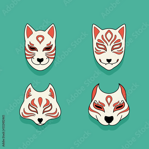 Japan devil fox mask vector illustration