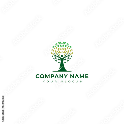 Tree human logo vector design template