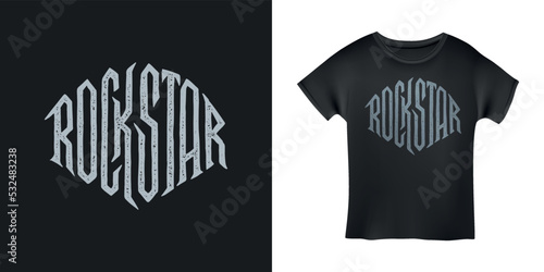 Rockstar word t-shirt design typography. Creative hand drawn lettering art. Rock related text. Vector vintage illustration.