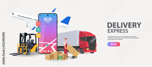 International logistics and cargo delivery concept. Export and import shipping of goods with transport. Technologies in supply chain management
