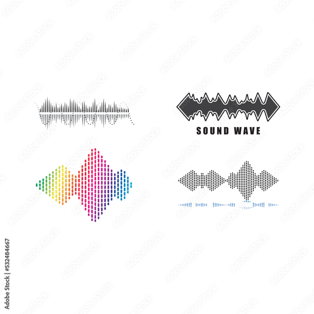 Obraz premium Sound waves set vector illustration