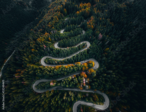 Autumn images of the beautiful Cheia road in Romania photo