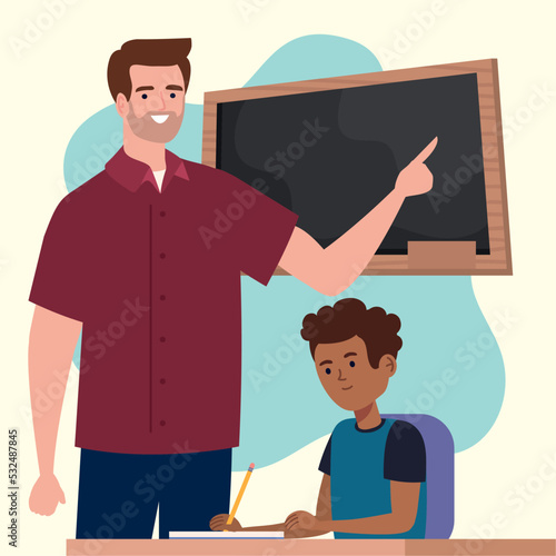 male teacher with schoolboy