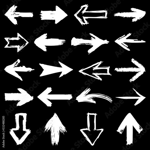 White Grunge Ink Arrow Vector Collection photo