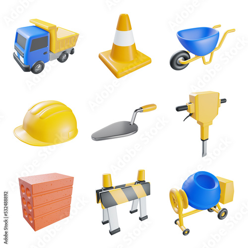 CONSTRUCTION ICONS SET 3D photo