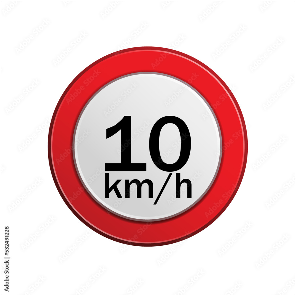 Velocidade maxima permitida 10 km h maximum speed limit in portuguese vector illustration