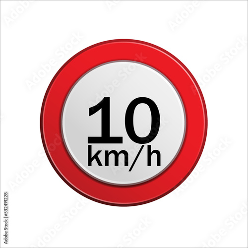 Velocidade maxima permitida 10 km h maximum speed limit in portuguese vector illustration