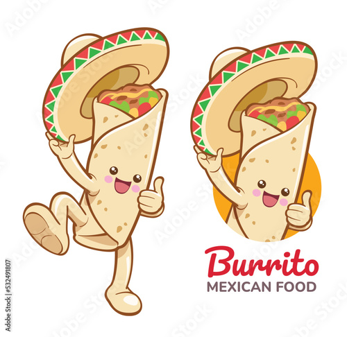 Cartoon Character of a Burrito Holding a Hat