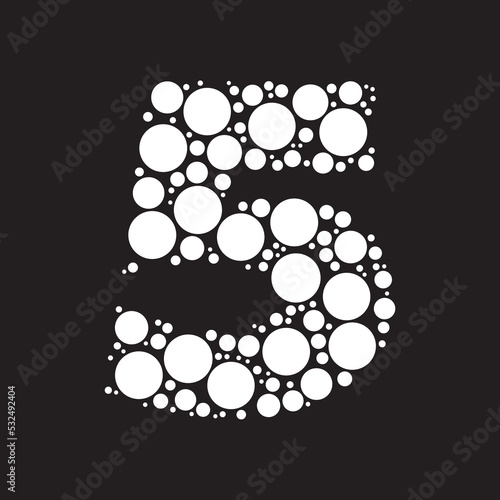 Number 5 shaped with circles for summits events poster titles