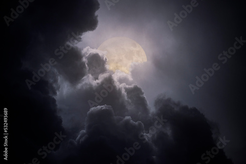 Cloudy full moon night