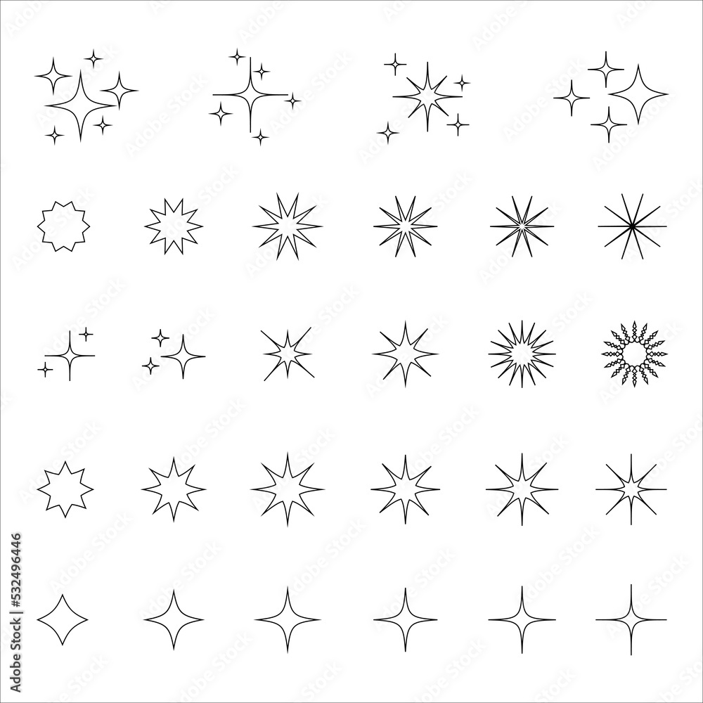 Star icons set. Twinkling stars illustration collection. Sparkles, shining burst. Christmas vector symbols isolated. Star icons set. Twinkling stars illustration collection. Sparkles, shining burst. Christmas vector symbols isolated.